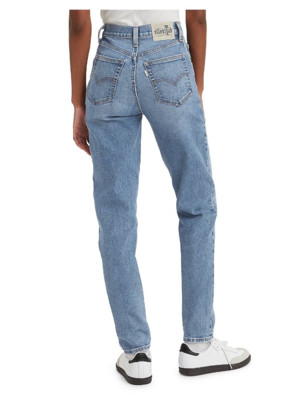 Levis SilverTab High Waisted Cropped Mom Jeans 29 Distressed Stretch Ankle - Picture 12 of 12